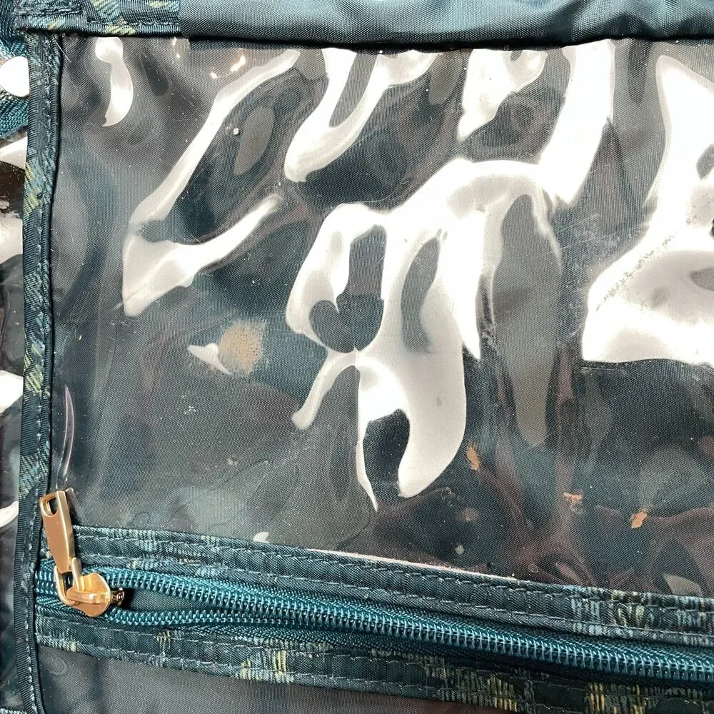 Unbranded Makeup Bag Womens 9x13 Blue Floral Cosmetics Organizer Zip 2 Handles